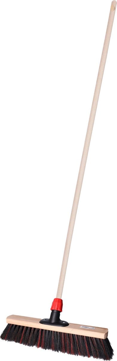 Brumag Straatbezem Elaston voor buiten tegels - Harde bezemkop 40 cm breed - Houten steel 120 cm