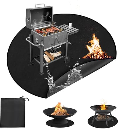 Vuurvaste Onderlegger - Hittebeschermingsmat - Terras Beschermen - Opvouwbaar en Waterdicht - 120 cm - Zwart