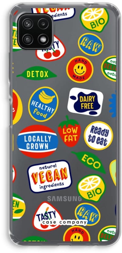 Case Company® - Hoesje geschikt voor Samsung Galaxy A22 5G hoesje - Fruitsticker - Soft Cover Telefoonhoesje - Bescherming aan alle Kanten en Schermrand