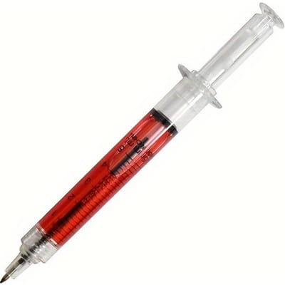 Injector Balpen 4 Kleuren Bulk Nieuwigheid Bloed Leuk Cadeau Verpleegkundige Uniform Injector Pen - 4 Kleur Intrekbare Balpen Blauwe Inkt white