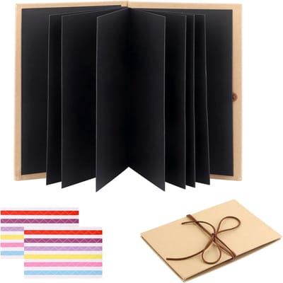 Ynkkvre -Zelfgemaakt fotoalbum (17,5 x 11,5 cm), vouwbaar plakboek, geschikt als afstudeercadeau, verjaardagscadeau of cadeau Geschikt voor een huwelijksjubileum (zwart)