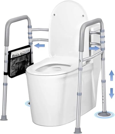 SnelShoppen - Toilet Seat Riser Verstelbaar Hoogte en Breedte - Senioren Toilet Booster met Handgrepen - Veiligheidsframe tot 181 kg - Geschikt voor d