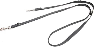 Verstelbare dubbele hondlijn 14 mm x 2,2 m voor honden tot 30 kg - zwart-grijs