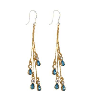 Allergie vrije- Oorbellen- Livia- Blauw- Goudkleurig- Charme Bijoux