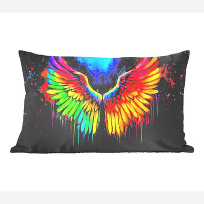 Sierkussens - Kussentjes Woonkamer - 60x40 cm - Regenboogkleuren - Vleugels - Magisch