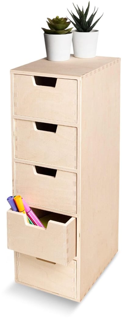 Unyqoos ® Compacte Houten Ladenkast Met Vijf Laden Voor Decoratie En Opslagprojecten In Huis