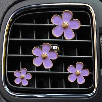 Bloem Auto Clips - Luchtverfrisser Accessoires - Auto Interieur Decoratie - Set van 4 Stuks - 41 gram - Paars