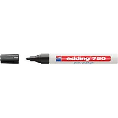 edding 750 lakmarker - zwart - ronde punt 2-4 mm - doosje van 10 stuks - verfstift voor markeren en labelen van metaal, glass, steen of plastic - hittebestendig, permanent, veegvast en watervast