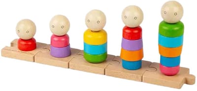 Bigjigs Houten Regenboogfamilie Stapelspeelgoed, 25dlg.