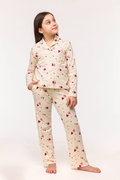 Woody pyjama meisjes - hartjes - print - 242-12-YPD-Z/912 - maat 164