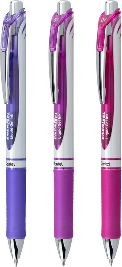 Pentel - EnerGel RTX Retractable Liquid Gel Pens 0.7mm 3 stuks - Passion Expressions - BL77PASBP3M