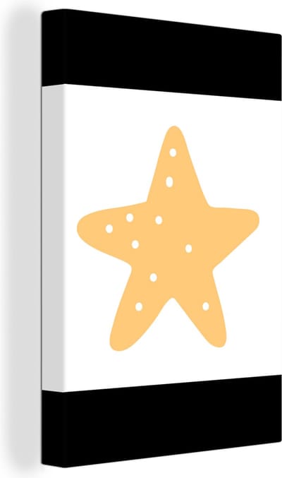 Canvas kinderen - Schilderij voor kinderen - Ster - Stippen - Design - Minimalisme - Wit - Decoratie voor kinderkamers - Muurdecoratie - 150x100 cm