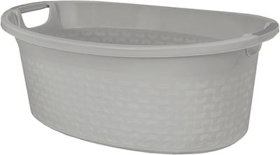 Ovale Wasmand - Waskom - Kleding Opbergen - Lichtgewicht Ontwerp - 79 x 58 x 30 cm - Lichtgrijs