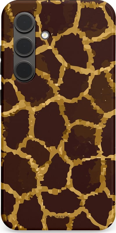 Casetastic hoesje geschikt voor Samsung Galaxy S24 - Dubbellaagse bescherming - Afrikaanse Giraffenprint - Fashion Case - Zwart Bruin Goud Olijfgroen