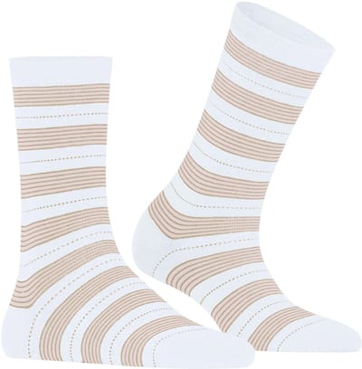 FALKE Stripe Uniform gedessineerd katoen sokken dames wit - maat 35-38