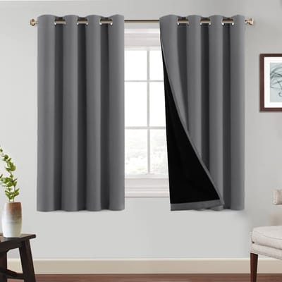 Dailygoods- Thermogordijn 100% Ondoorzichtig - Verduisteringsgordijnen - Thermo Gordijn Deur - Dubbellaags Gordijn - 2 Stuks - 150 x 150 cm (b x h)