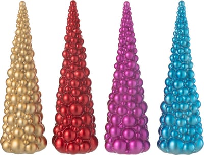 J-Line decoratie Ballen Kerstboom - polyresin - mix - large - 4 stuks