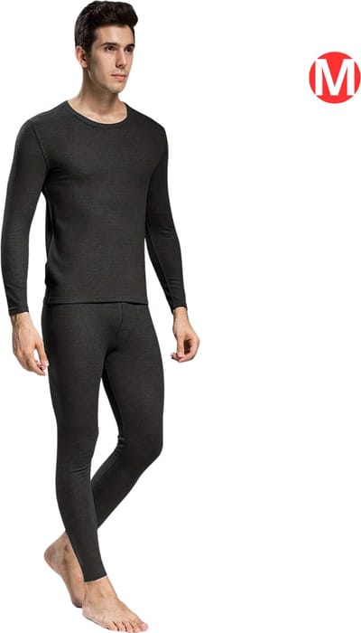 Livano Thermokleding Set - Thermobroek - Thermoshirt - Thermo - Beenverwarmers - Voor Heren - Fleece - Broek + Shirt - Donker Grijs - Maat S