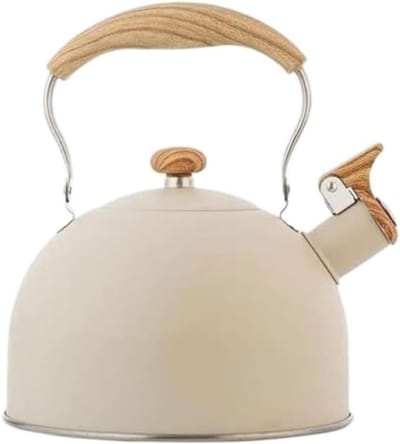 Theeketel Fluitend - Waterkoker Roestvrijstaal - Water Koken - Grote Capaciteit - 2.5 Liter - Beige