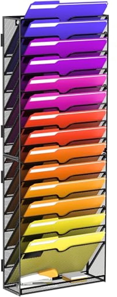 15-Tier Hangende Muur Bestanden Organiser voor Papieren, Mappen, Bestanden en Tijdschriften - Ideale Wandorganizer voor Kantoor