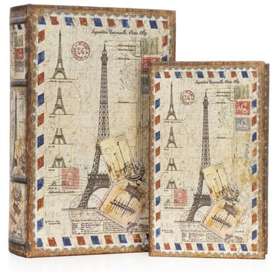 2 delige Boekenkluis decoratieboek opbergdoos 27 cm / 21 cm Parijs | BKC-122-M | Home Sweet Home