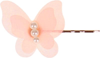 Schuifspeldje Vlindertje Organza Lichtroze met Pareltjes - 4x3,5cm