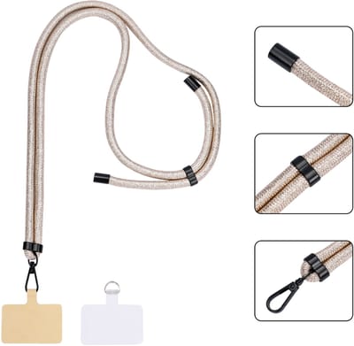 Casemania Extra Sterke Telefoonkoord - Metallic Gold - Dikke Verstelbare Telefoonketting - Universeel Koord voor Smartphone - Stevig Glitter Goud Draagkoord voor Telefoon - Lanyard Crossbody Cord