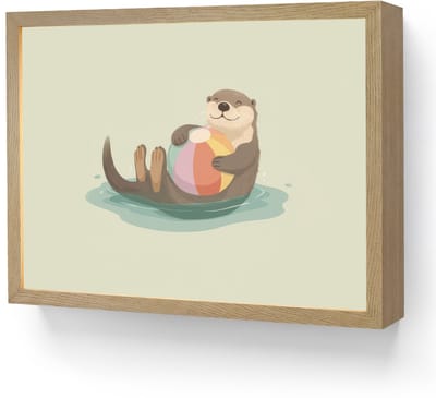 Wandlamp 40x30 cm - Oplaadbaar - Otter - Strandbal - Kleurrijk - Wandlampen binnen woonkamer - Slaapkamer lamp - Decoratieve nachtlamp - Vloerlamp draadloos