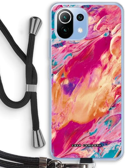Case Company® - Hoesje met koord geschikt voor Xiaomi Mi 11 Lite hoesje met Koord - Pastel Echoes - Telefoonhoesje met Zwart Koord - Bescherming aan alle Kanten en Over de Schermrand