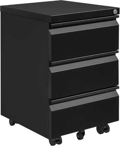 Mobiele Archiefkast met 3 Lades voor Onder het Bureau, Zwart