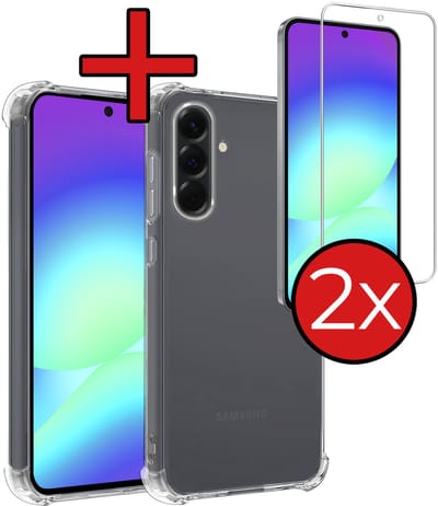 Hoesje - Met Screenprotector - 2 Stuks - Geschikt voor Samsung Galaxy A56 - Sterk & Shockproof - Back Cover - Siliconen Case - Telefoon Hoes - Shock Proof - Telefoonhoes - Transparant