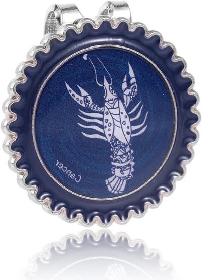 Stijlvolle golfbalmarker met sterrenbeeldthema en magnetische hoedclip, duurzame accessoires voor mannen in blauw en zilver