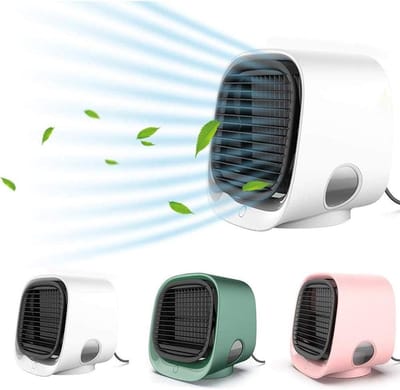 Luchtkoeler met verdampingskoeling – mobiele aircounit met 3 standen en 7 sfeerlichten – mini-airco met koelwatertank