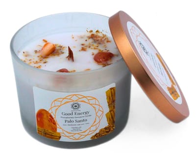 Green Tree - Edelsteenkaars - Aromatherapie - Geurkaars - Good Energy - Palo Santo - met edelstenen - 256g
