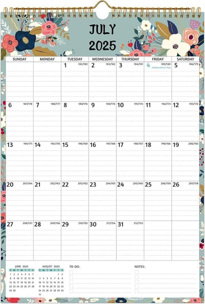 Wandkalender 2025-2026 Verticaal met Bloemendesign