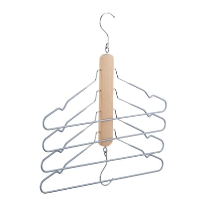Houten kledinghanger voor 4 stuks kleding - Ruimtebesparend - kleding hanger