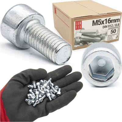 LUN FIX - Zylinderkopfschroeven M5x16 mm - 50 stuks - DIN 912 - Vol draad - Staal verzinkt