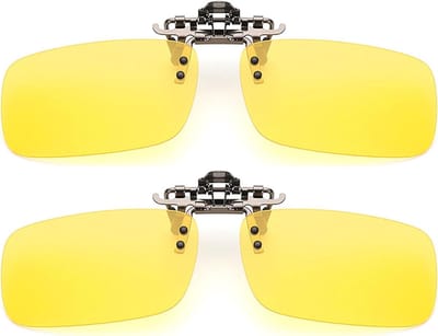 Zonnebril Clips - Onderzetters Clips - Veilig Rijden - Polariserende Lenzen - 2 Stuks - Geel Nachtzicht