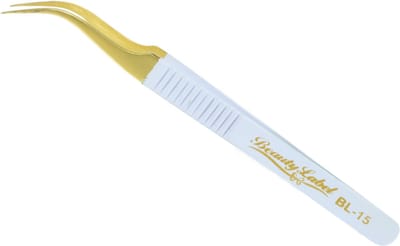 Beauty Label Pincet - Lash Tweezer - Curved Tweezer -BL-15 - Wit/Goud