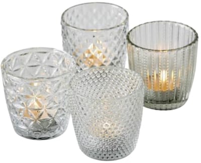 Windlicht set - Kaarsenhouder glas - Sfeer creëren - Vier unieke ontwerpen - 75 cm - Transparant