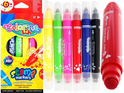 Colorino Dubbelzijdige Stiften met Stempel - 6 Kleuren