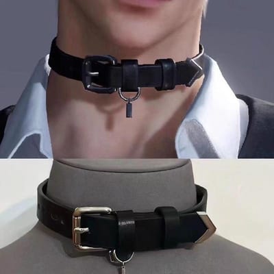 Pendentif Amour Et Sylus de l'Espace Lointain Choker Cosplay Chaîne PU Unisexe Collier de Jeu Fête d'Halloween Pour Femmes Hommes Accessoire d'Accessoires black