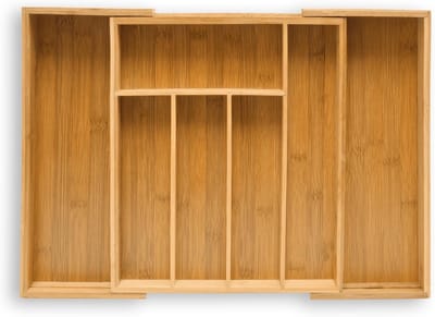 Famanu - Bamboe bestekbak, uitschuifbaar design, natuurlijk materiaal, duurzame keuken organizer
