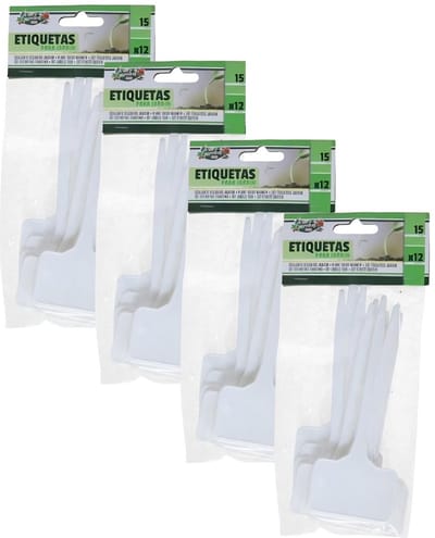 Pro Garden plantenetiketten - 48x stuks - wit - kunststof - H13 cm - moestuin