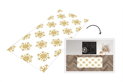 Keukenloper - Loper keuken - Sneeuwvlok - Gold - Glitter - Kerstmis - Design - 120x50 cm - Keukenloper vinyl