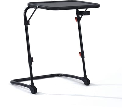 MEUBLES COSY Laptoptafel opvouwbaar – Bijzettafel verstelbaar in hoogte met kantelbaar blad en bekerhouder – Banktafel – Zwart