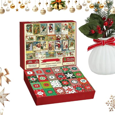 Kerst Kalender - Aftel Kalender - Familie Spel - 1008 Stukjes - 28x25x5 cm - Rood