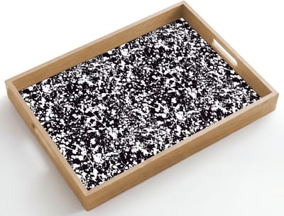 Dienblad hout 50x35 cm - Schootdienblad - Spat - Stippen - Zwart - Wit - Borrelplank rechthoek - Plateau dienbladen