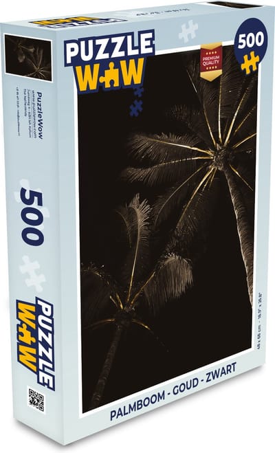 Puzzel Palmboom - Goud - Zwart - Legpuzzel - Puzzel 500 stukjes