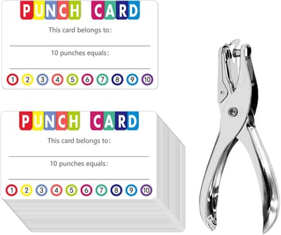 Dailygoods- Punchkaarten Set 215 Stuks - Incentive/Verantwoordelijkheid - Schoolaanwezigheid/Huiswerk - Voortgangsregistratie - Duurzaam Karton - Slim Ontwerp - Beloningskaarten